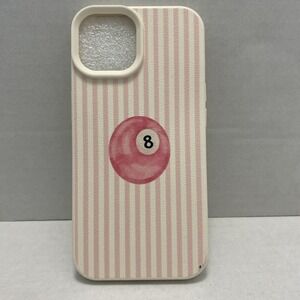 iPhone 15 Phone Case Pink Stripes With A  Pink‎ 8 Ball Billiards Eight Ball